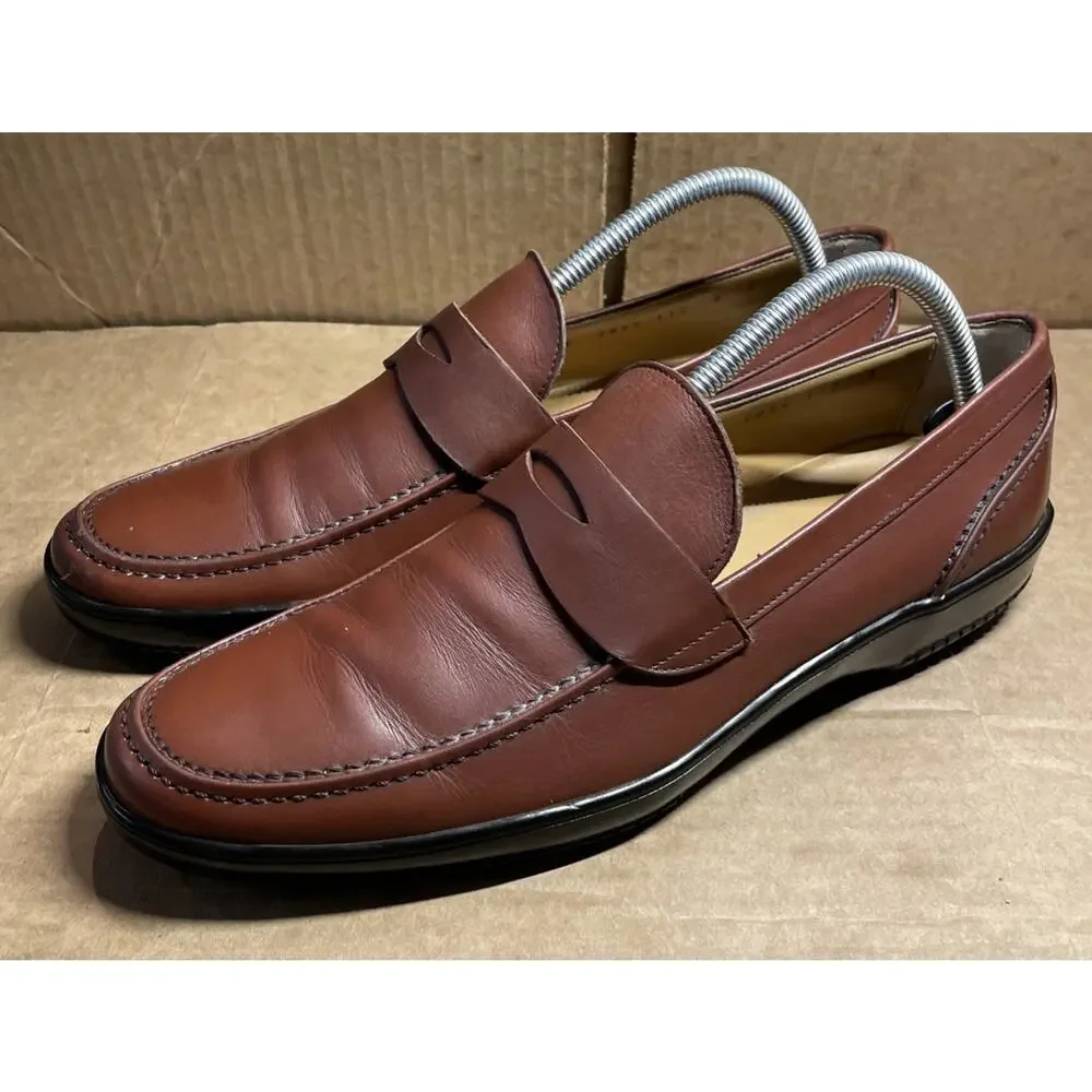 Salvatore Ferragamo Brown Leather Penny Loafers Mens Size 8 Fast Shipping